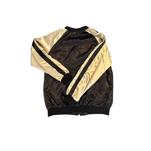 Black and Gold Women's Reversible Bomber Jacket with Japanese Style Embroidery - Picture 7 of 9